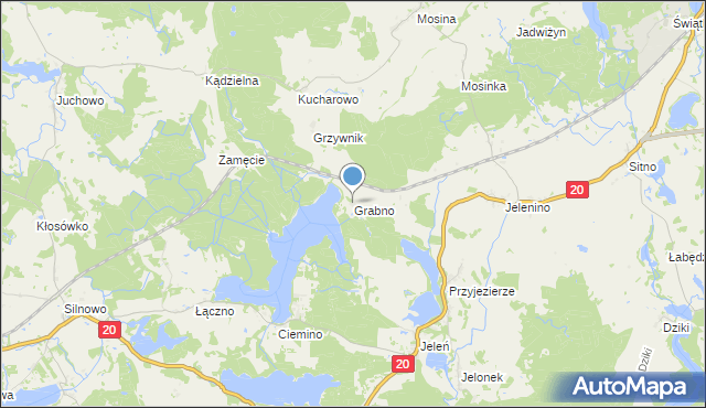 mapa Grabno, Grabno gmina Borne Sulinowo na mapie Targeo